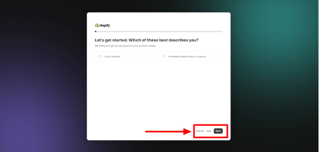 Shopify Will Ask Questions To Customize Your Account