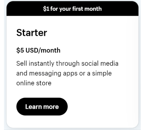 Shopify Starter Plan Cost