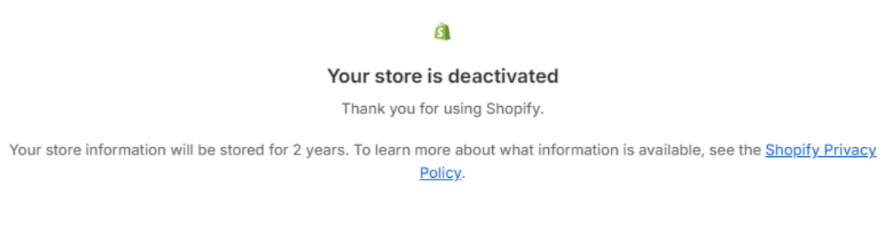 Now Your Store Is Deactivated