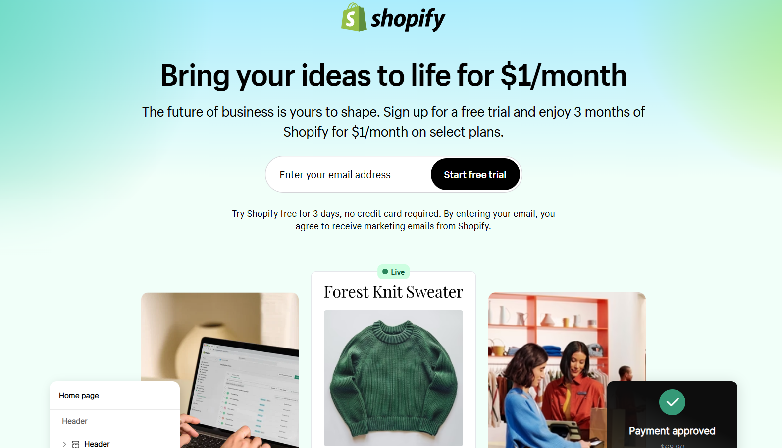 Shopify 3 Months Trial