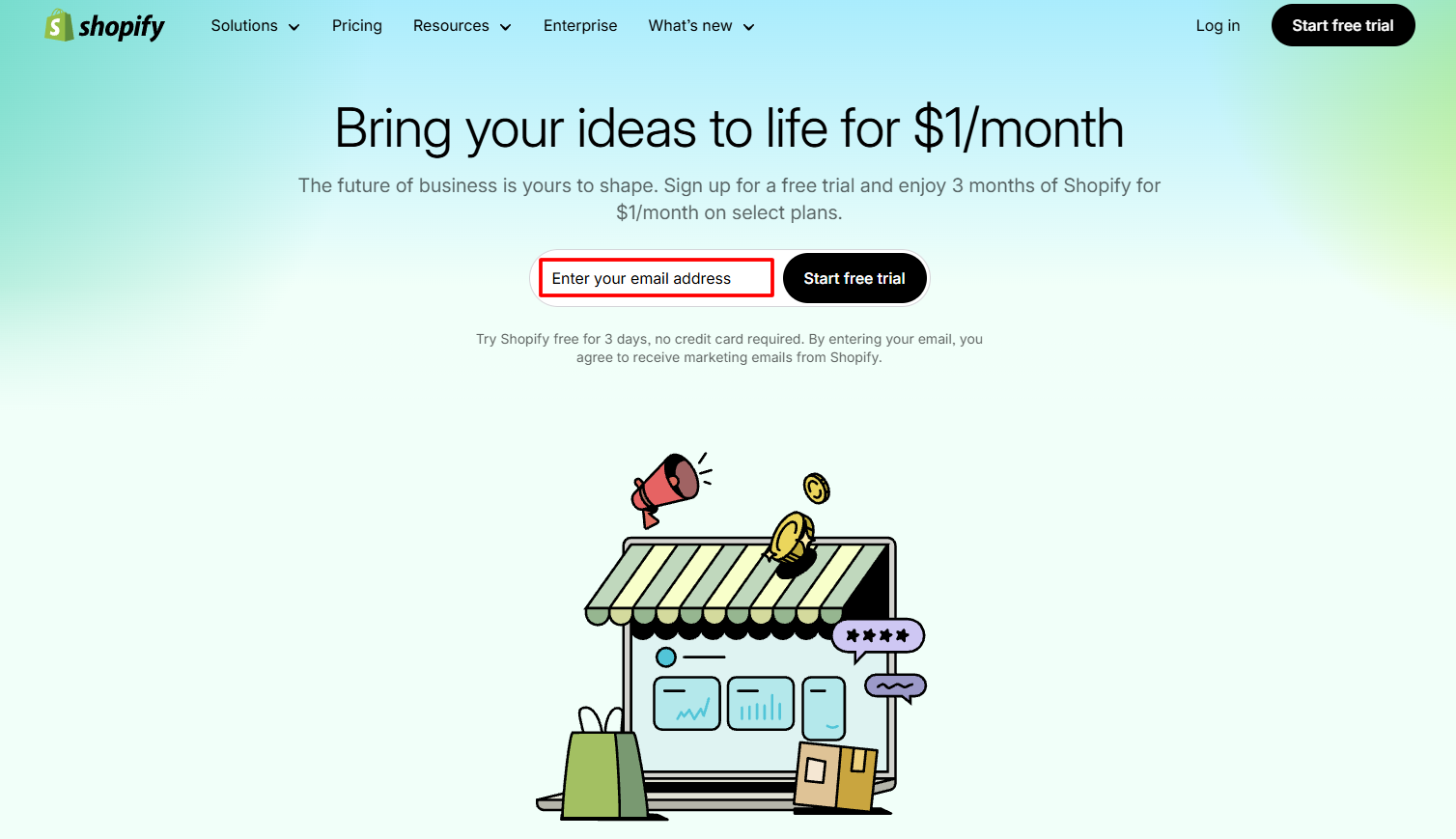 Shopify 3 Months Trial